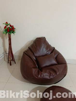 XXL Bean Bag, Leg Rest & Cushion Combo Set - Chocolate Color